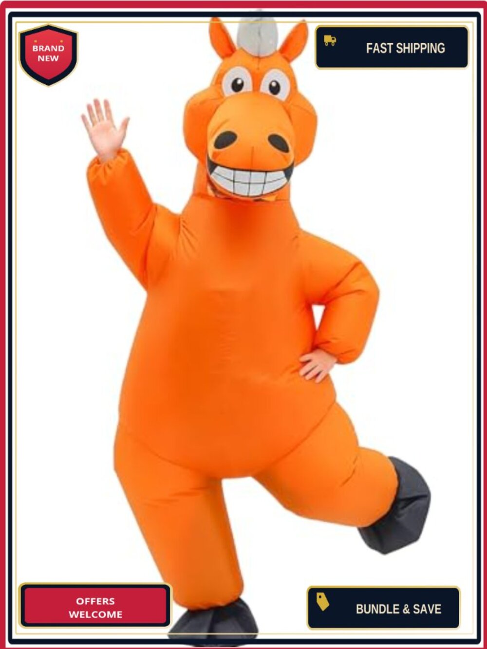 Adult Inflatable Horse Costume Polyester Full Body Blow Up Suit Halloween